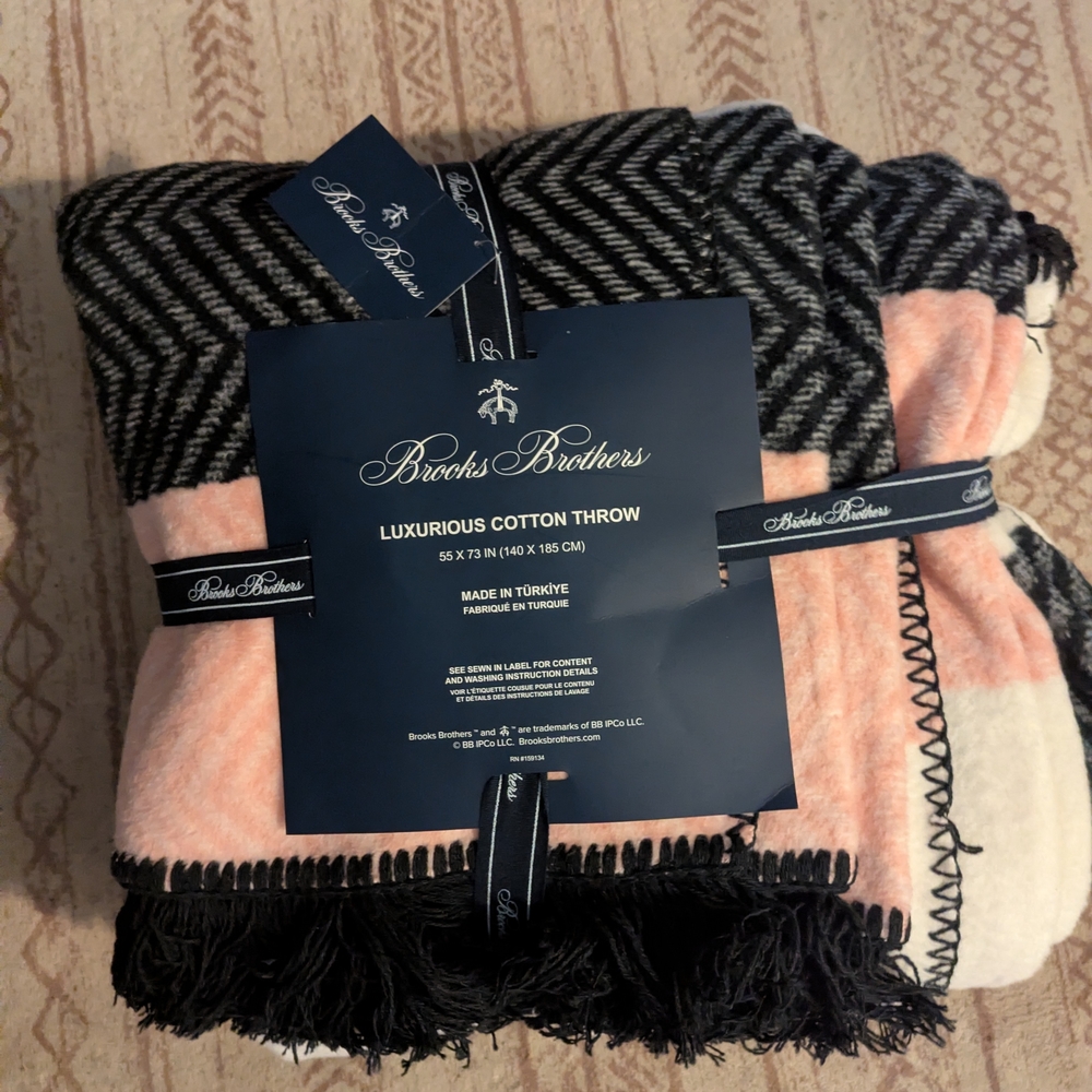 NWT Brooks Brothers Luxurious Cotton Throw